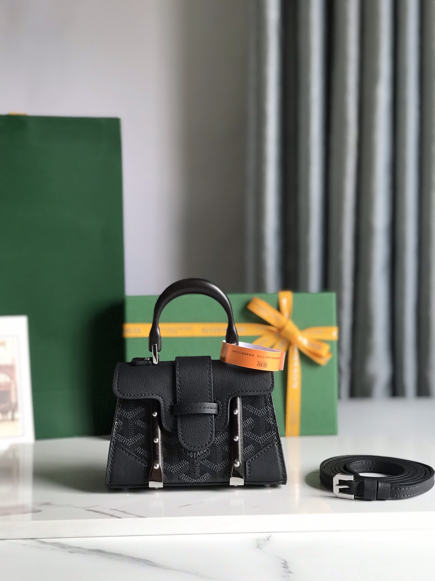 Goyard Saigon Structure Nano Bag Jet Black Goyardine Silver