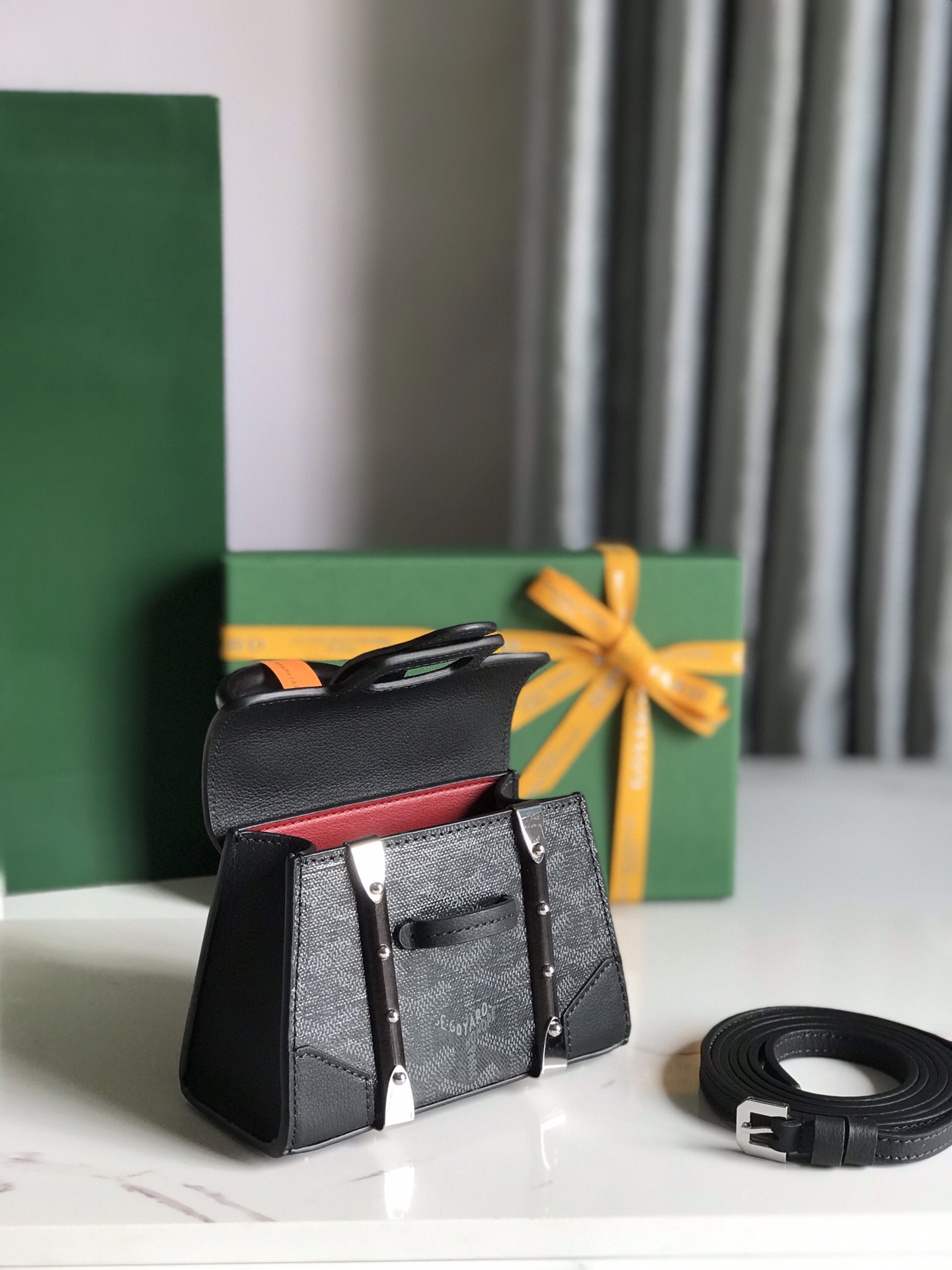 Goyard Saigon Structure Nano Bag Jet Black Goyardine Silver