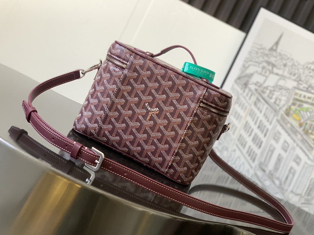Goyard Goyardine Muse Vanity w/ Strap - Burgundy Handle Bags, Handbags