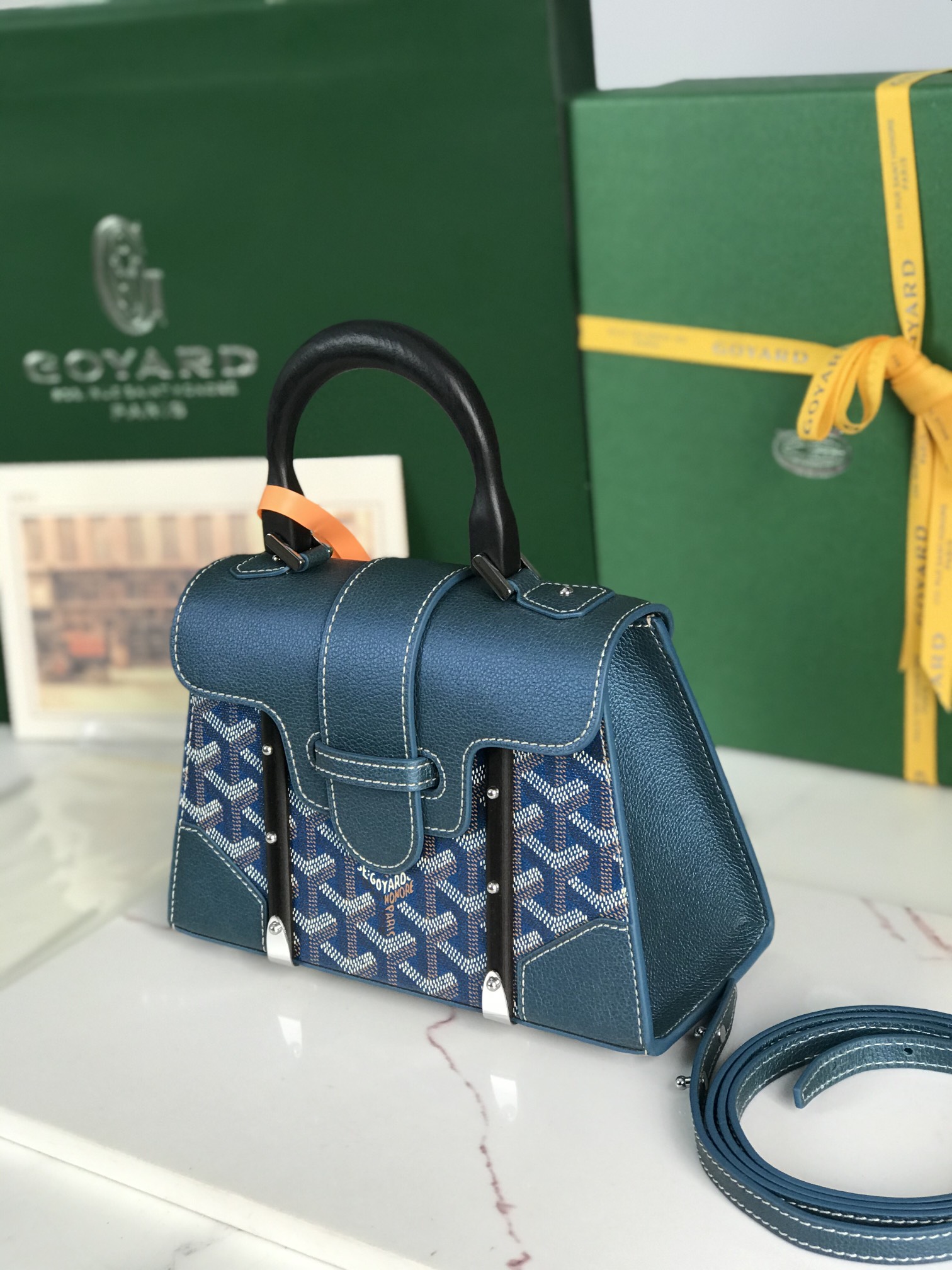 Goyard blue Goyardine Canvas And Chevroches ...