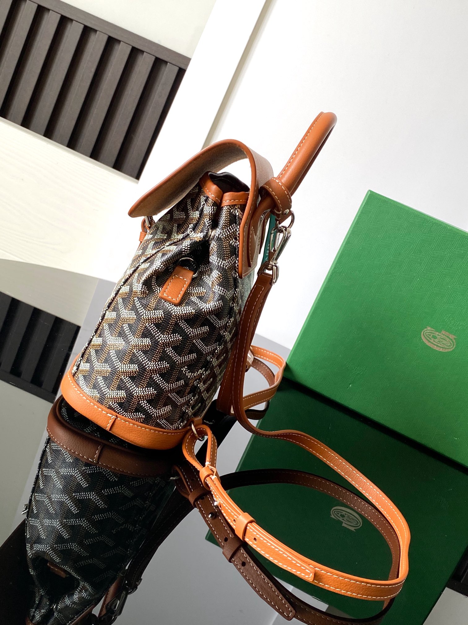 Goyard Alpin Mini 3WAY Leather Backpack Black brown