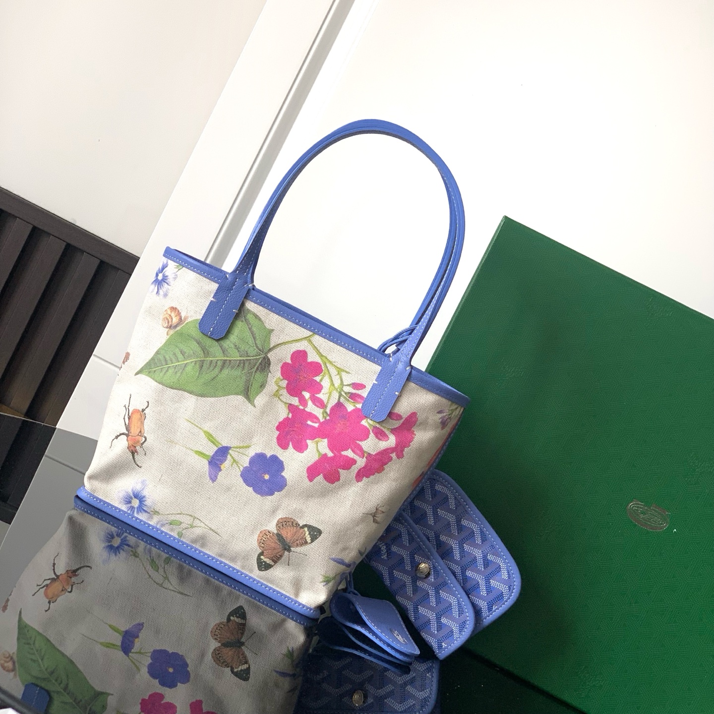 Goyard Goyardine Anjou Sky Blue Mini Bag Palladium Hardware