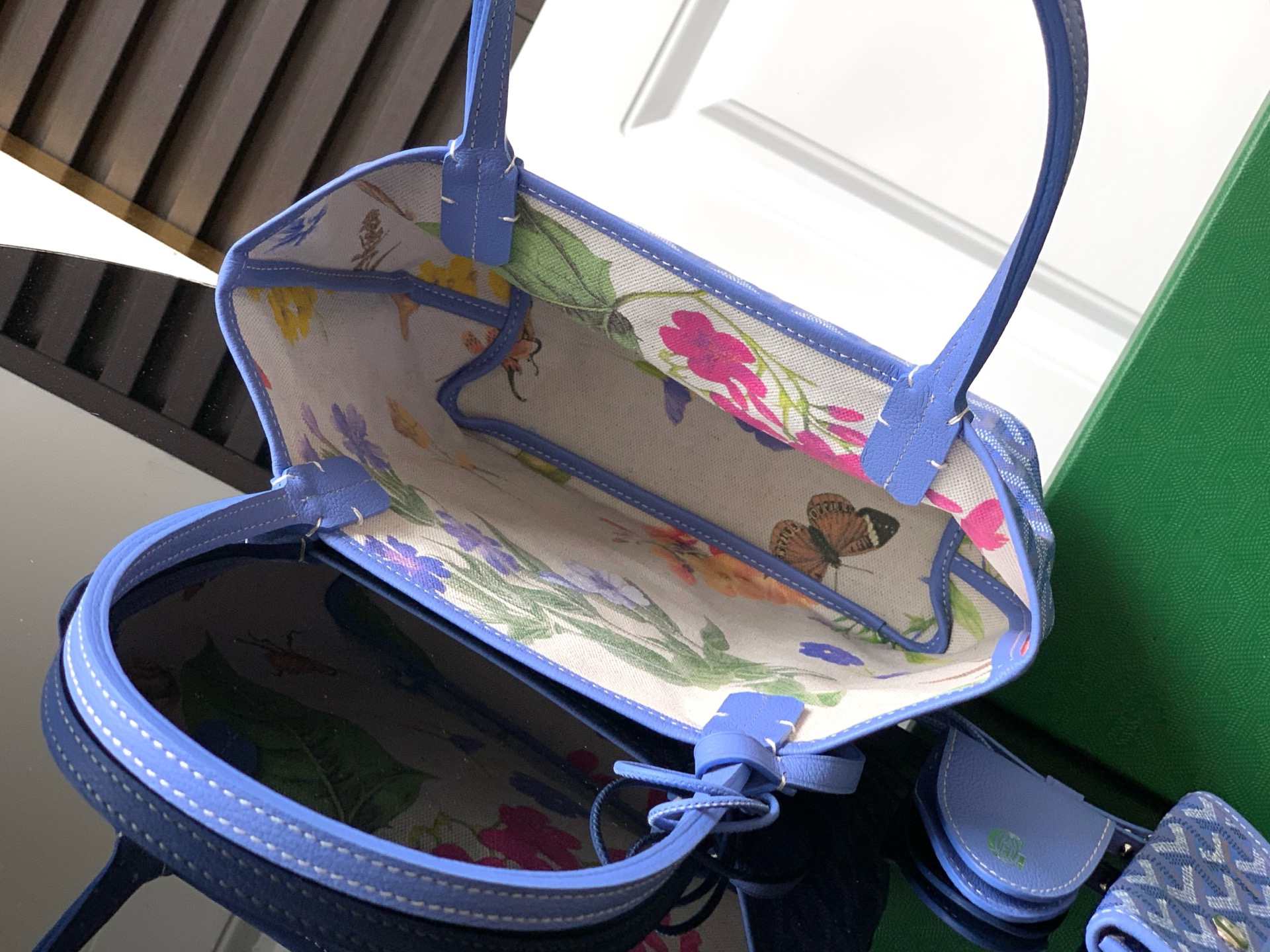 Goyard Goyardine Anjou Sky Blue Mini Bag Palladium Hardware