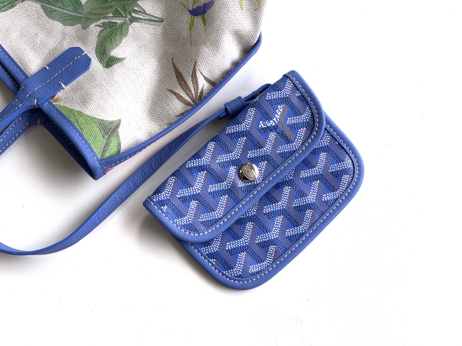 Goyard Goyardine Anjou Sky Blue Mini Bag Palladium Hardware