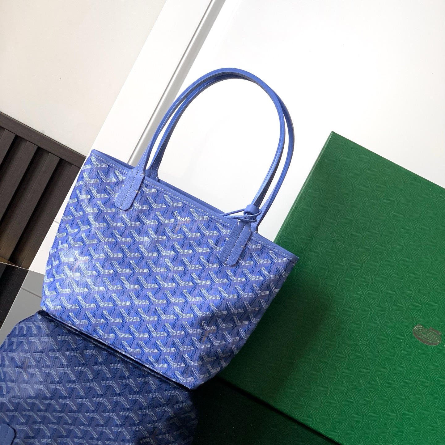 Goyard Goyardine Anjou Sky Blue Mini Bag Palladium Hardware