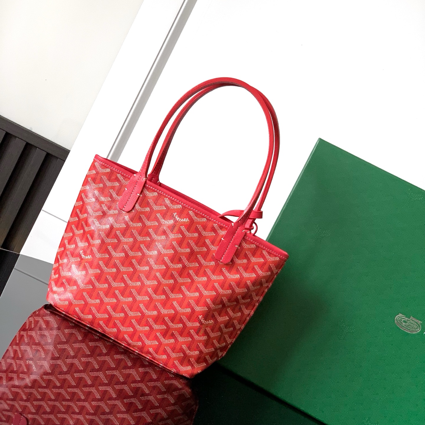 GOYARD Goyardine Reversible Mini Anjou Red 383710