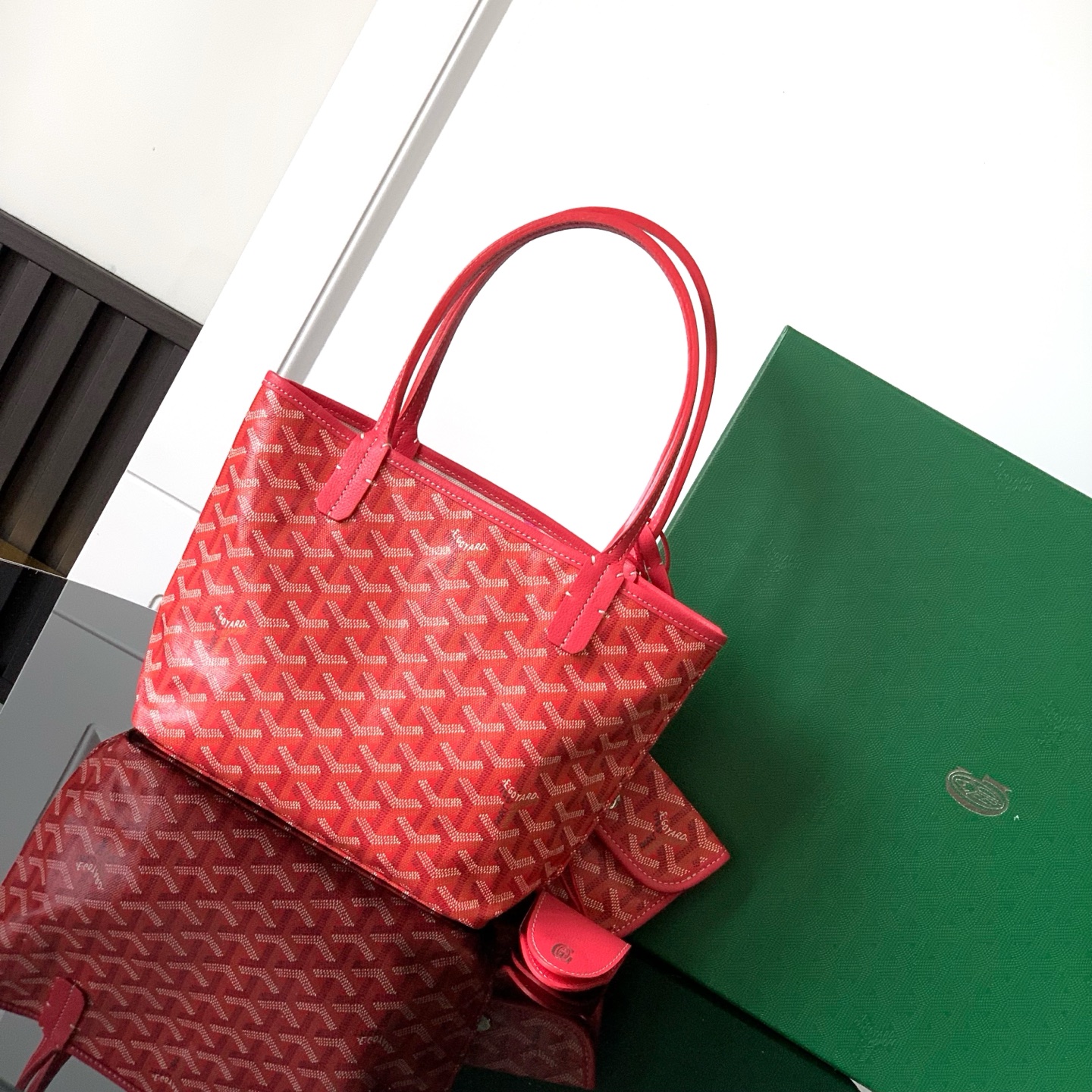 GOYARD Goyardine Reversible Mini Anjou Red 383710