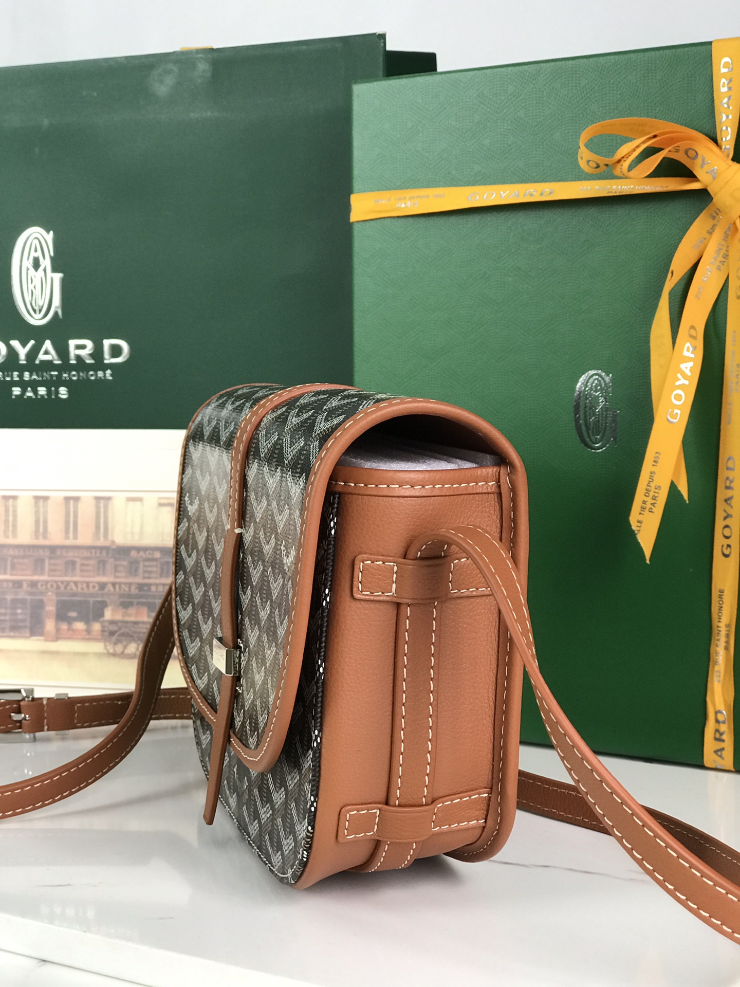 Goyard Black Chevron Coated Canvas & Brown Decize