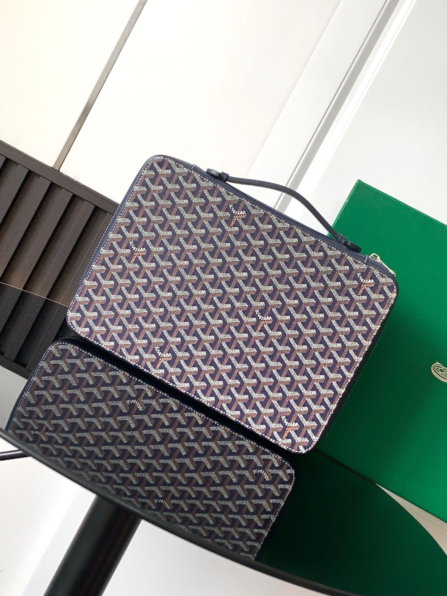 GOYARD Goyardine Universal Companion Portfolio blue navy