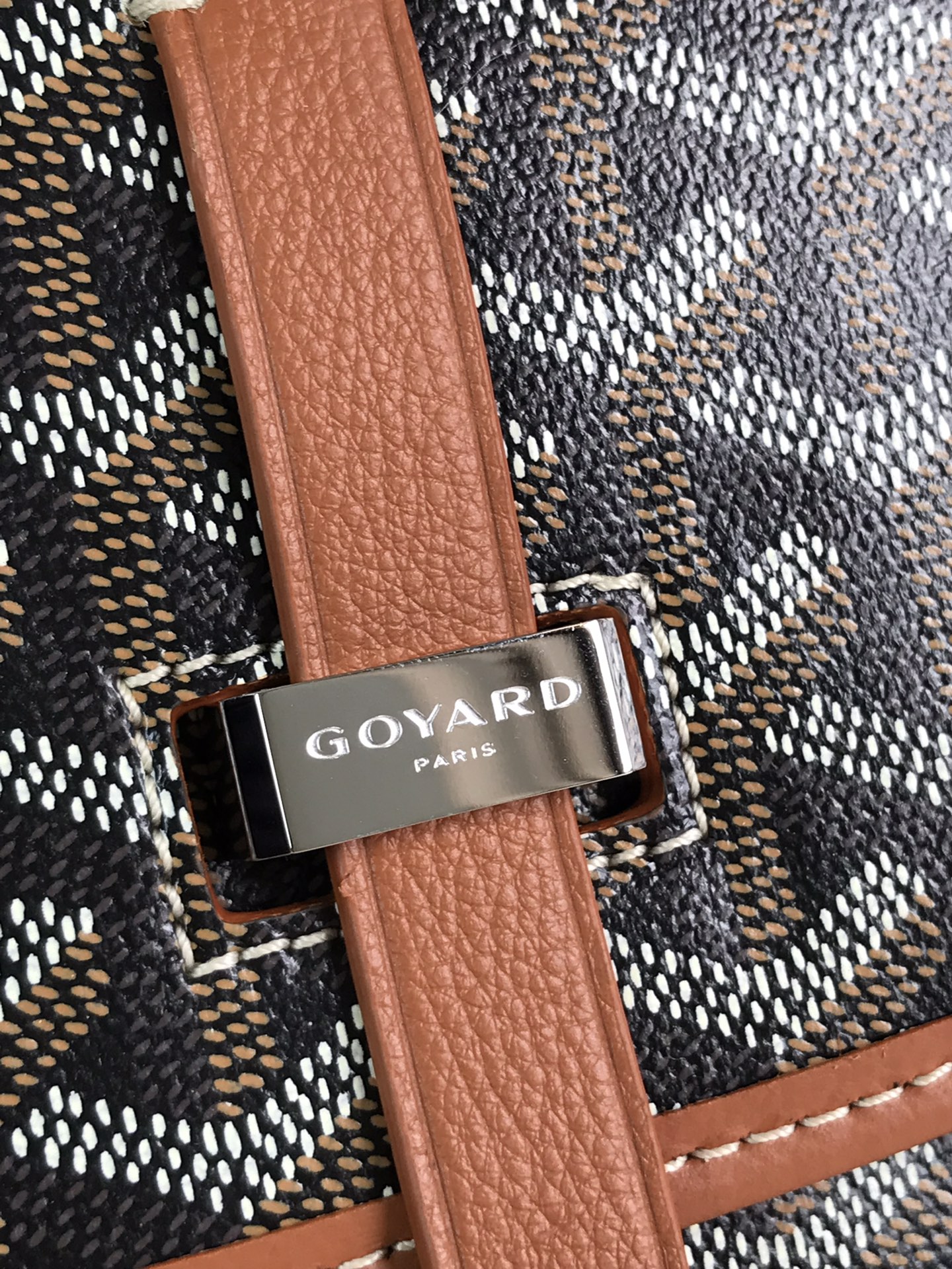 Goyard Black Chevron Coated Canvas & Brown Decize