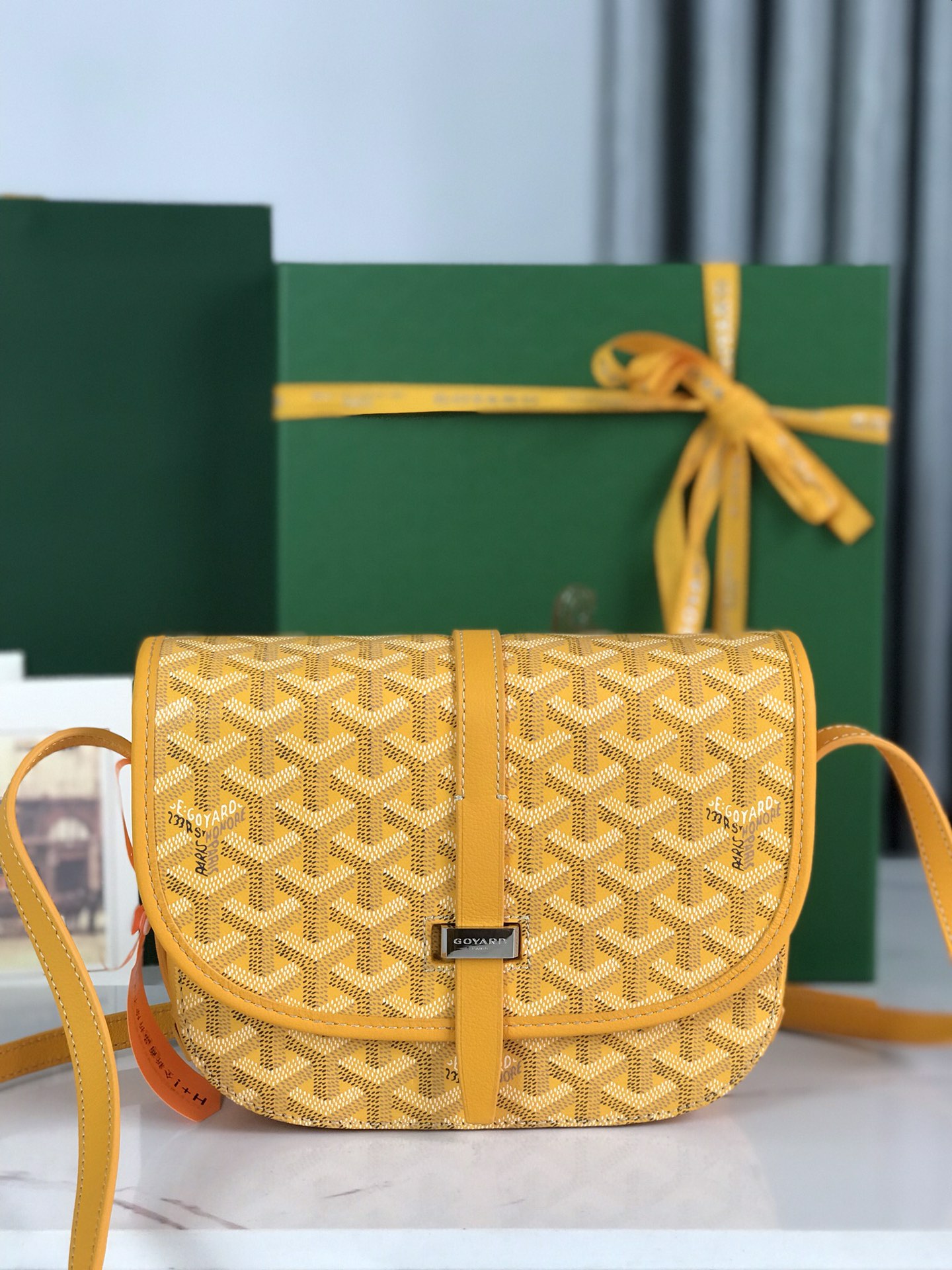 GOYARD Goyardine Belvedere PM Messenger Bag yellow