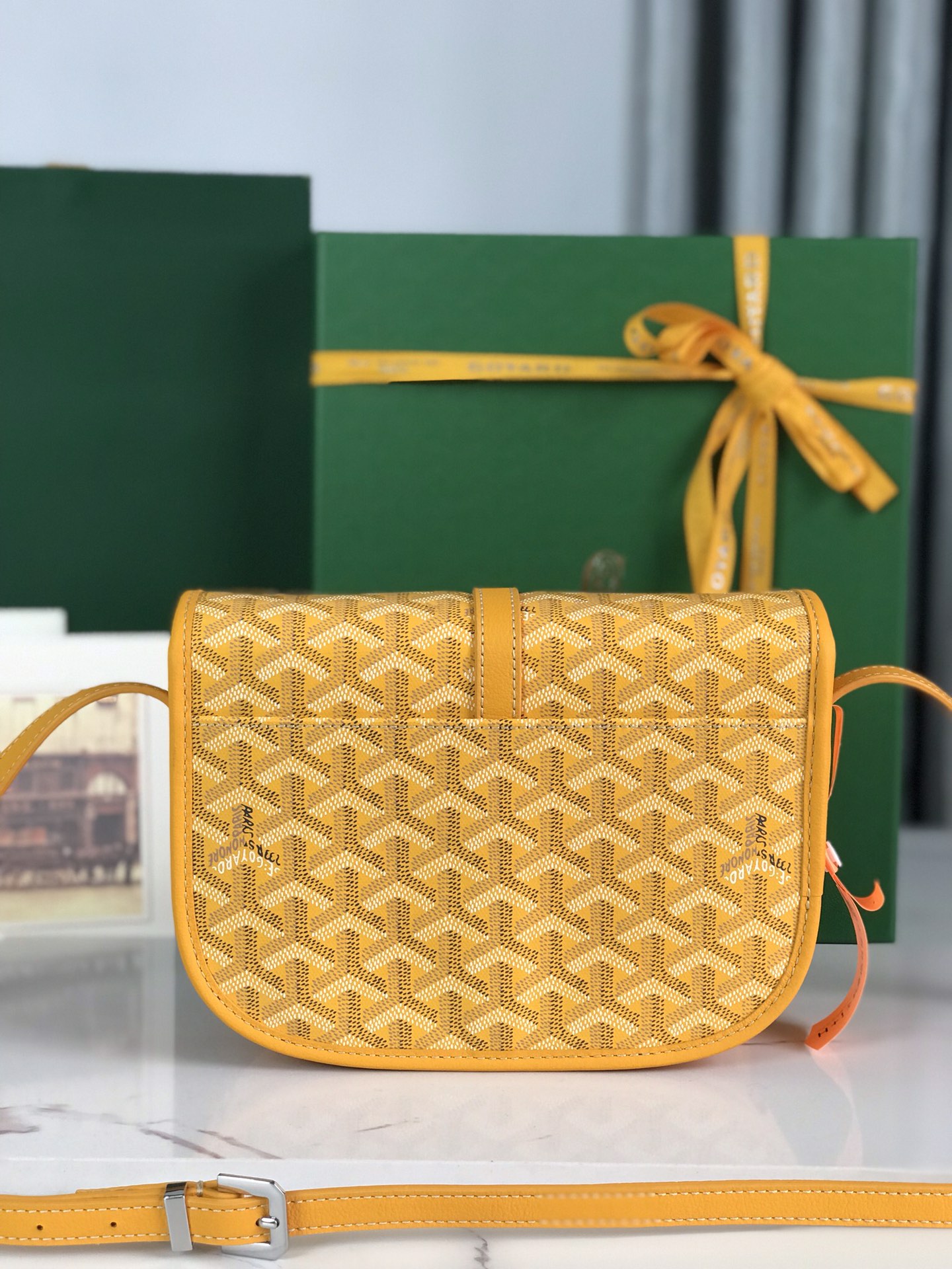GOYARD Goyardine Belvedere PM Messenger Bag yellow