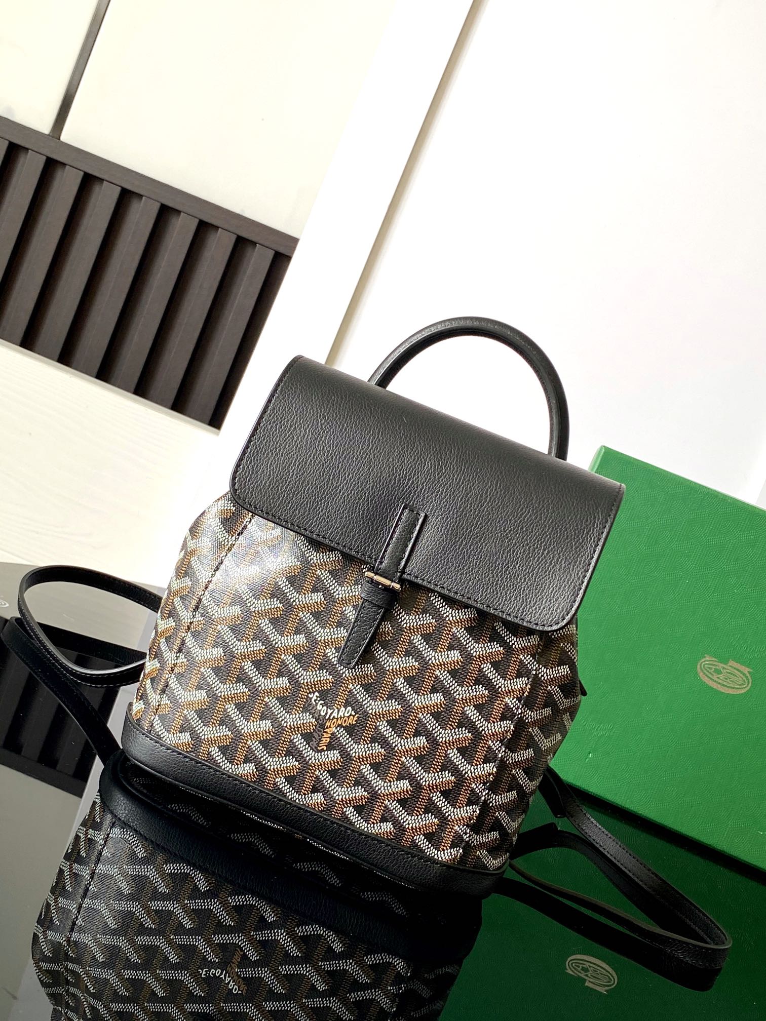 Goyard Alpin Mini 3WAY Leather Backpack Black Cloth
