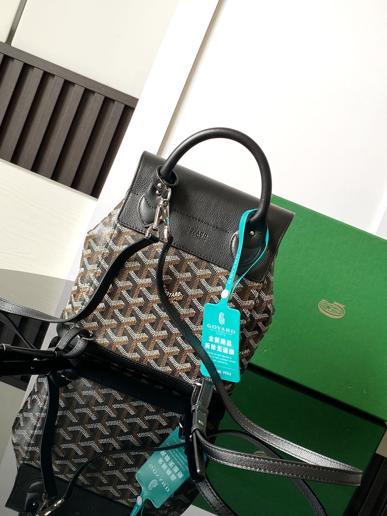 Goyard Alpin Mini 3WAY Leather Backpack Black Cloth