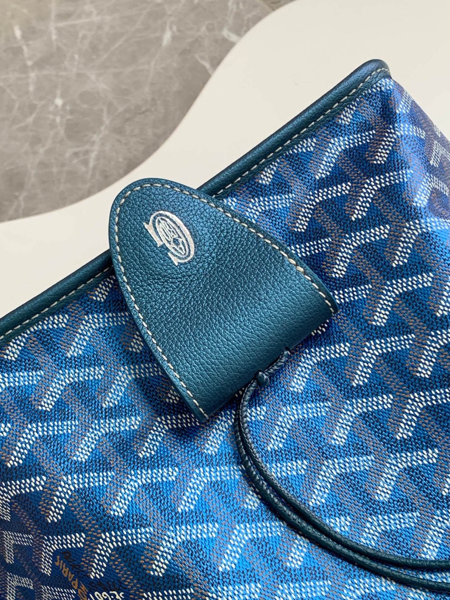 Goyard Pearly Blue Goyardine Canvas And Chevroches