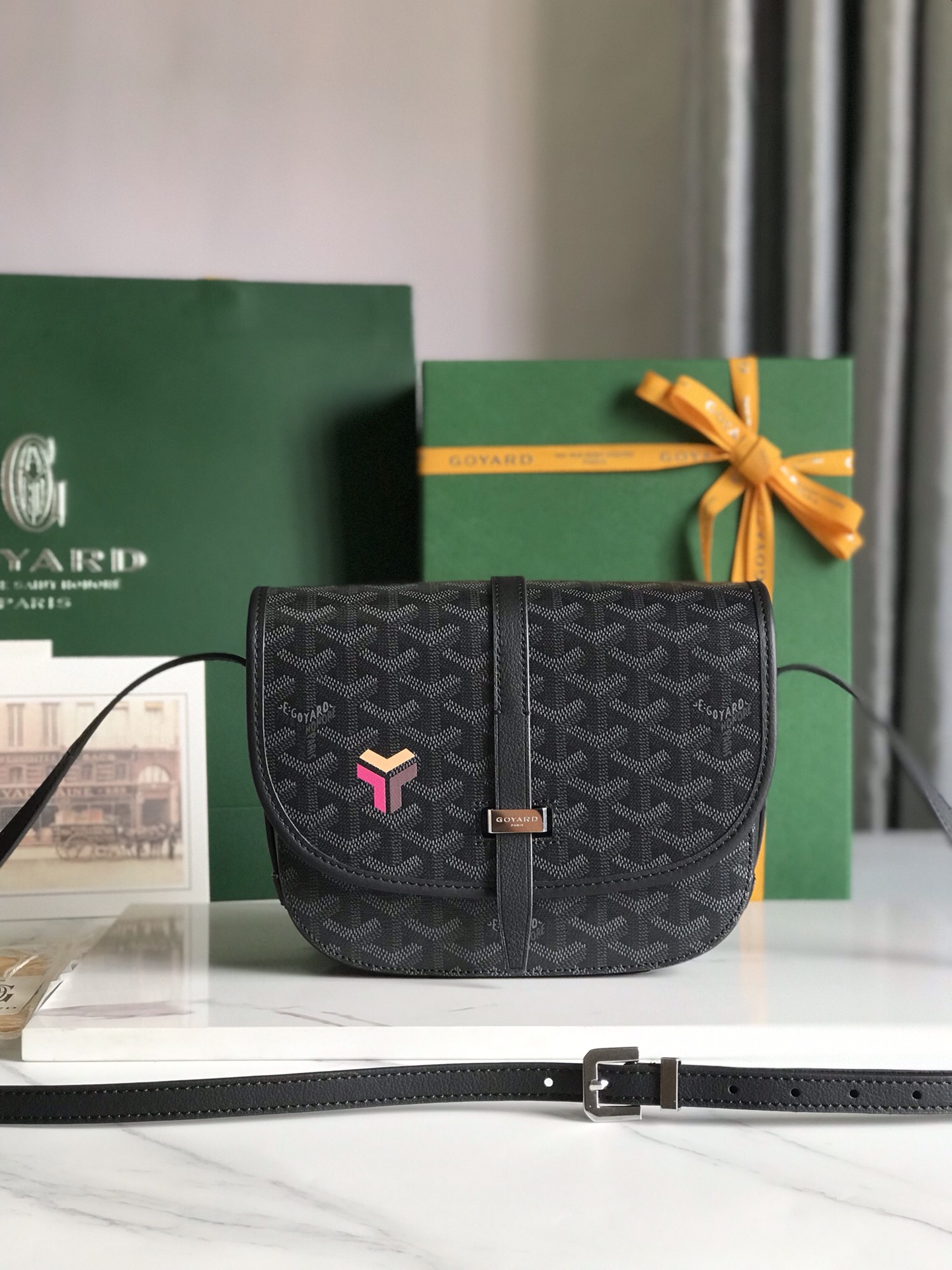 GOYARD Goyardine Belvedere II PM Messenger Bag Black