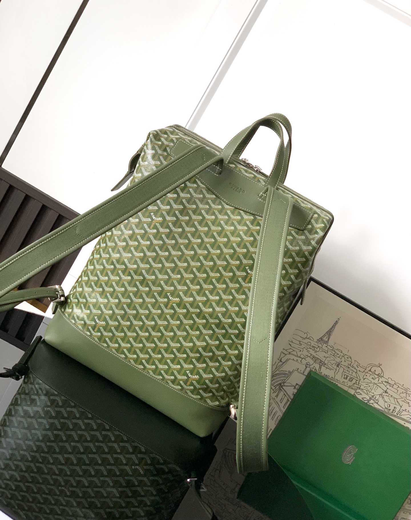 GOYARD Goyardine Calfskin Cisalpin MM Backpack Khaki 1658449