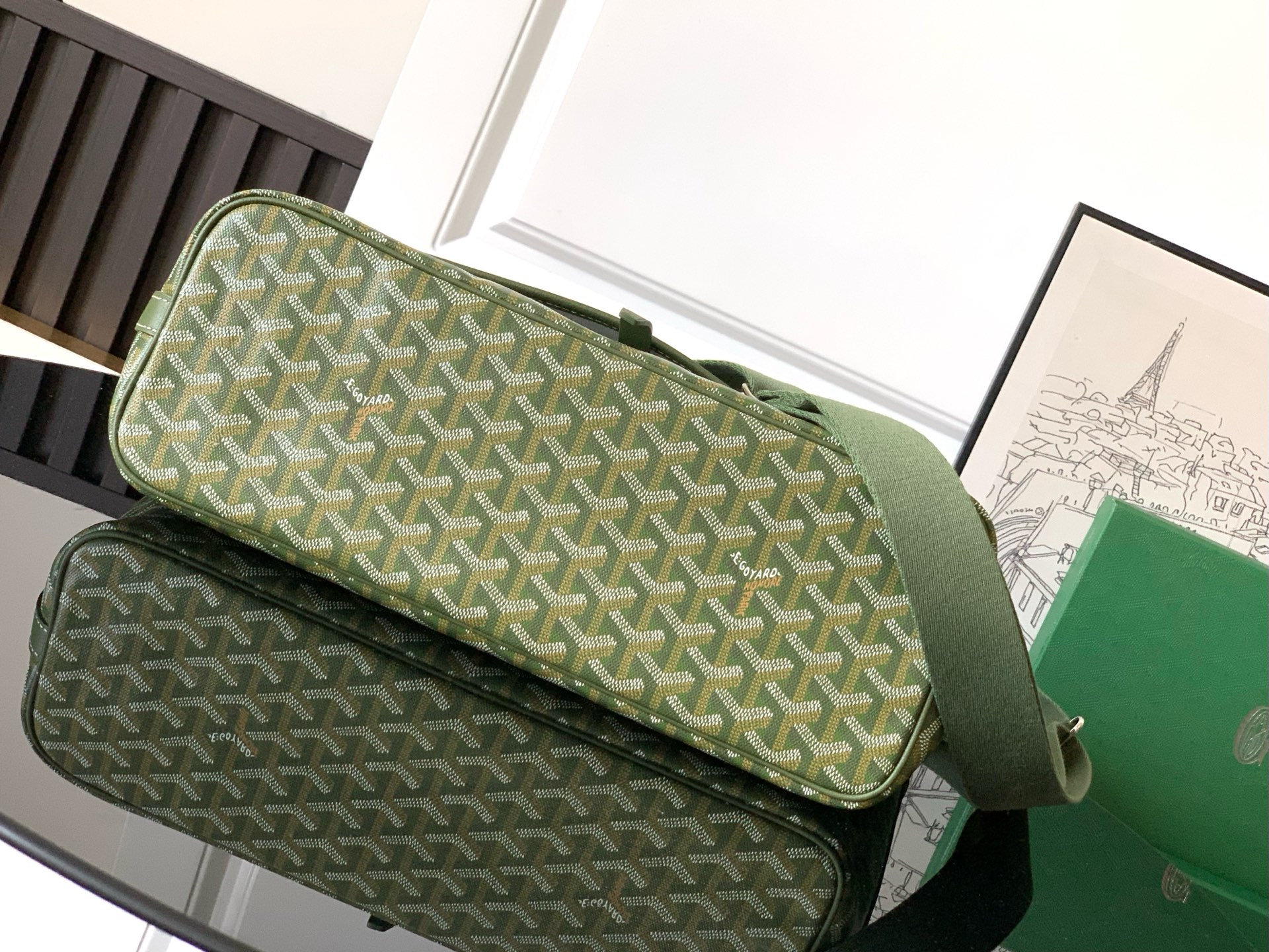 Goyard Capecian MM Shoulder Bag green  Khaki Cloth ref.2218986 -