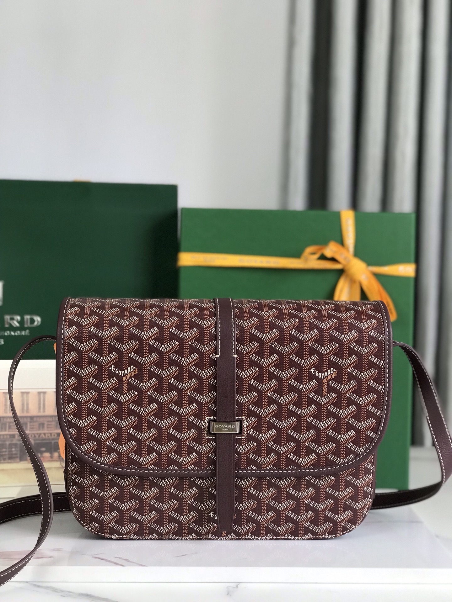 GOYARD Goyardine Belvedere II PM Messenger Bag  Burgundy Goyard