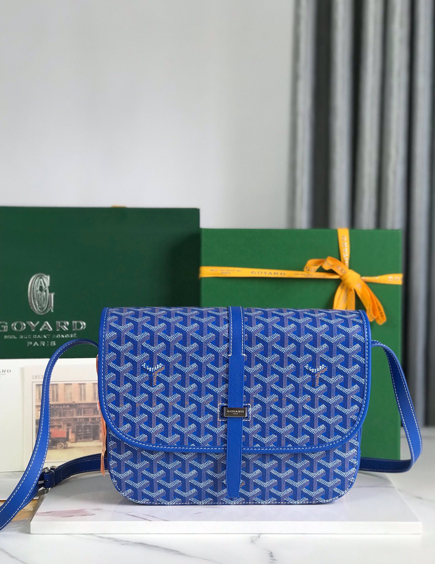 GOYARD Goyardine Belvedere II MM Messenger Bag Sky Blue