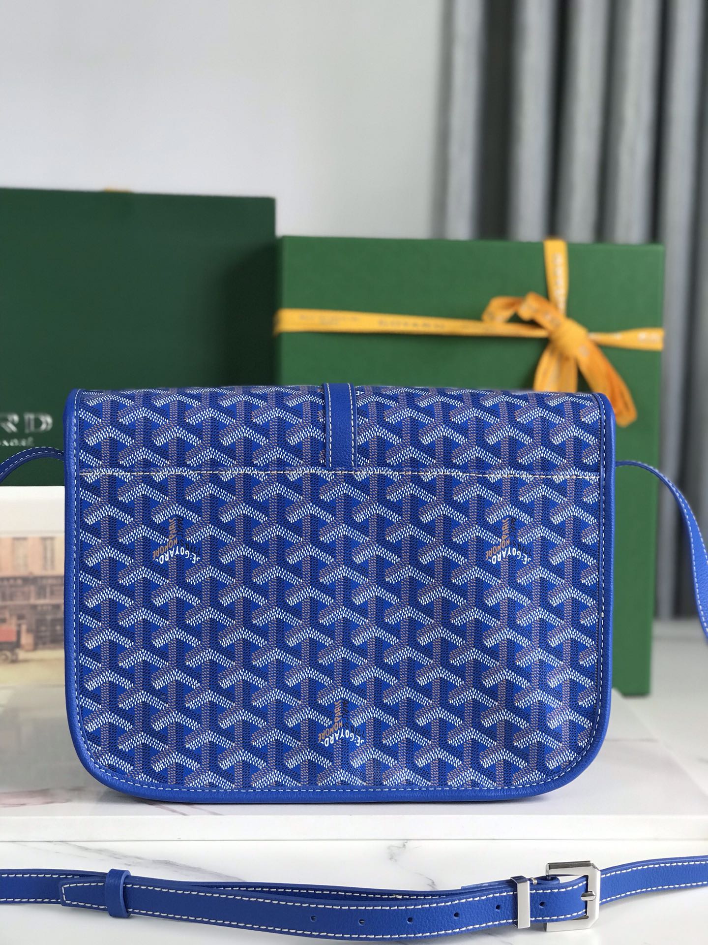 GOYARD Goyardine Belvedere II MM Messenger Bag Sky Blue