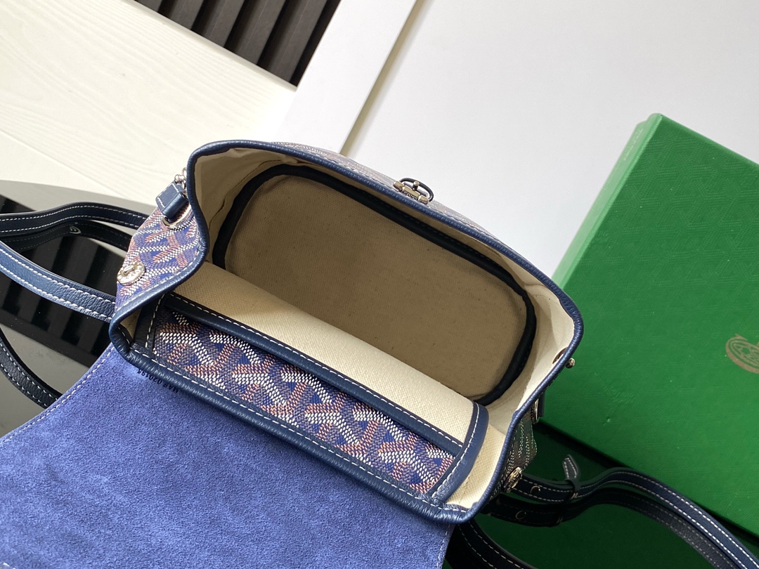 GOYARD Goyardine Calfskin Mini Alpin Backpack navy