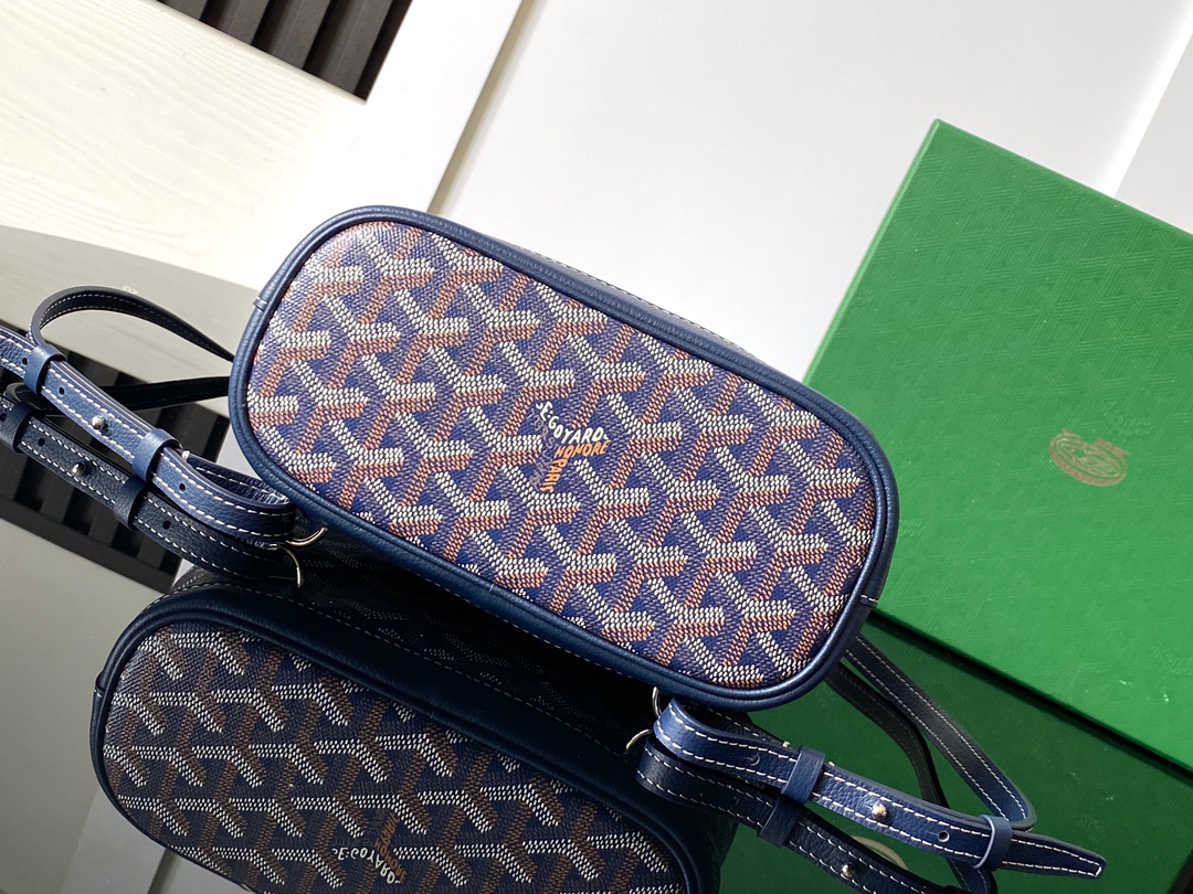GOYARD Goyardine Calfskin Mini Alpin Backpack navy
