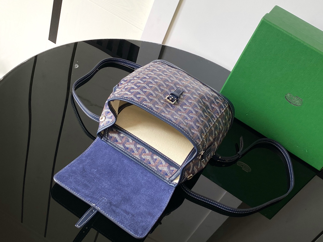 GOYARD Goyardine Calfskin Mini Alpin Backpack navy