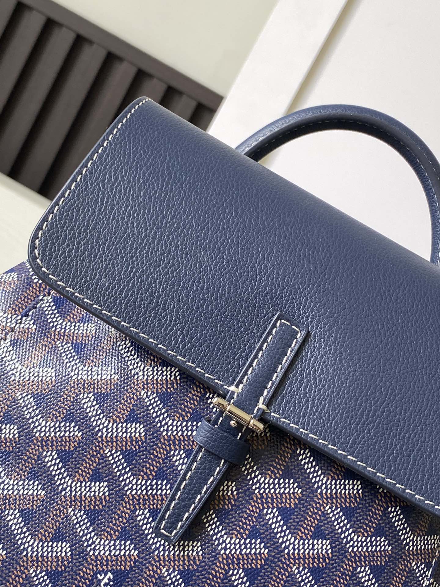 GOYARD Goyardine Calfskin Mini Alpin Backpack navy