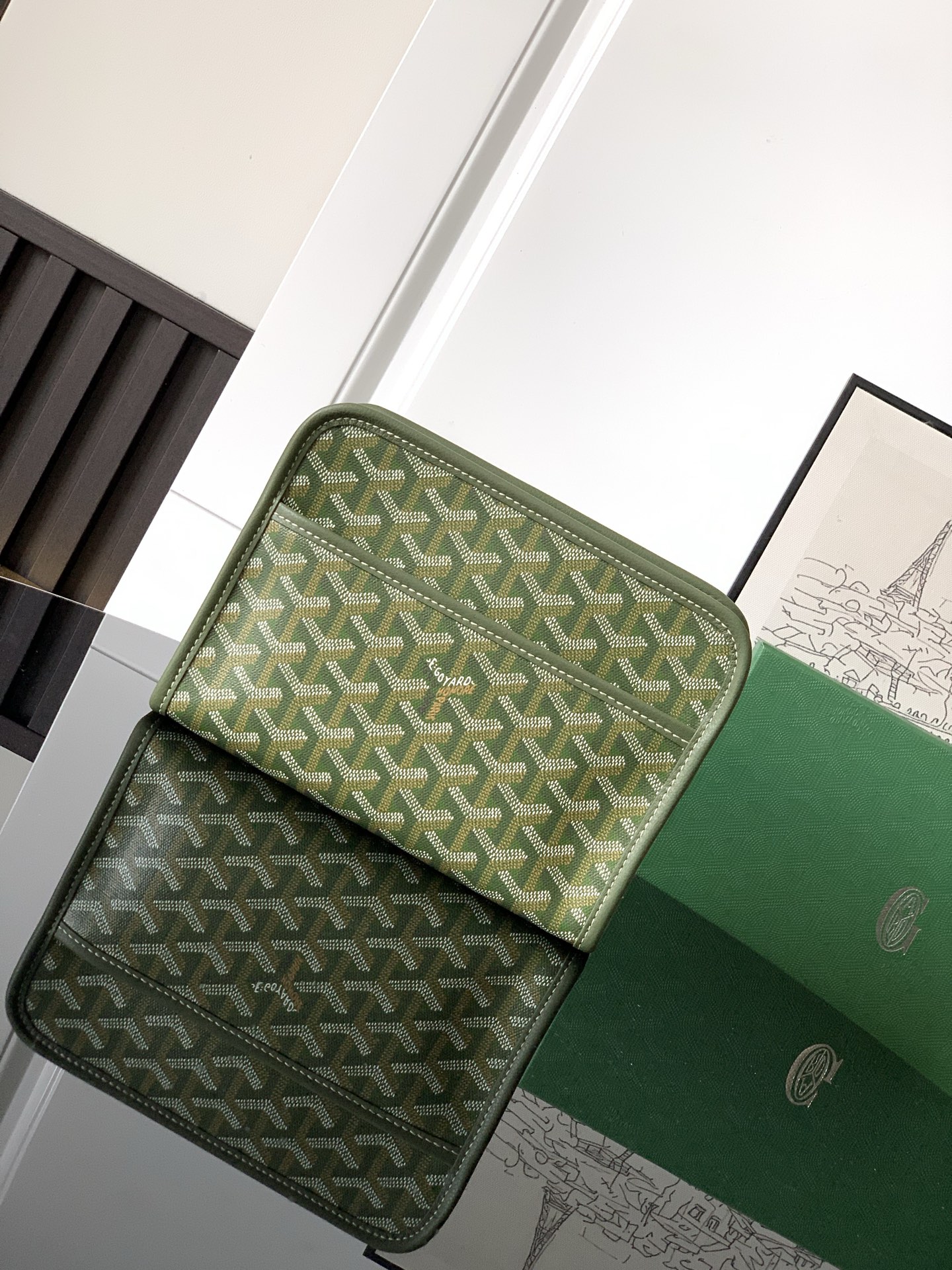 GOYARD Goyardine Jouvence Toiletry Pouch MM Green