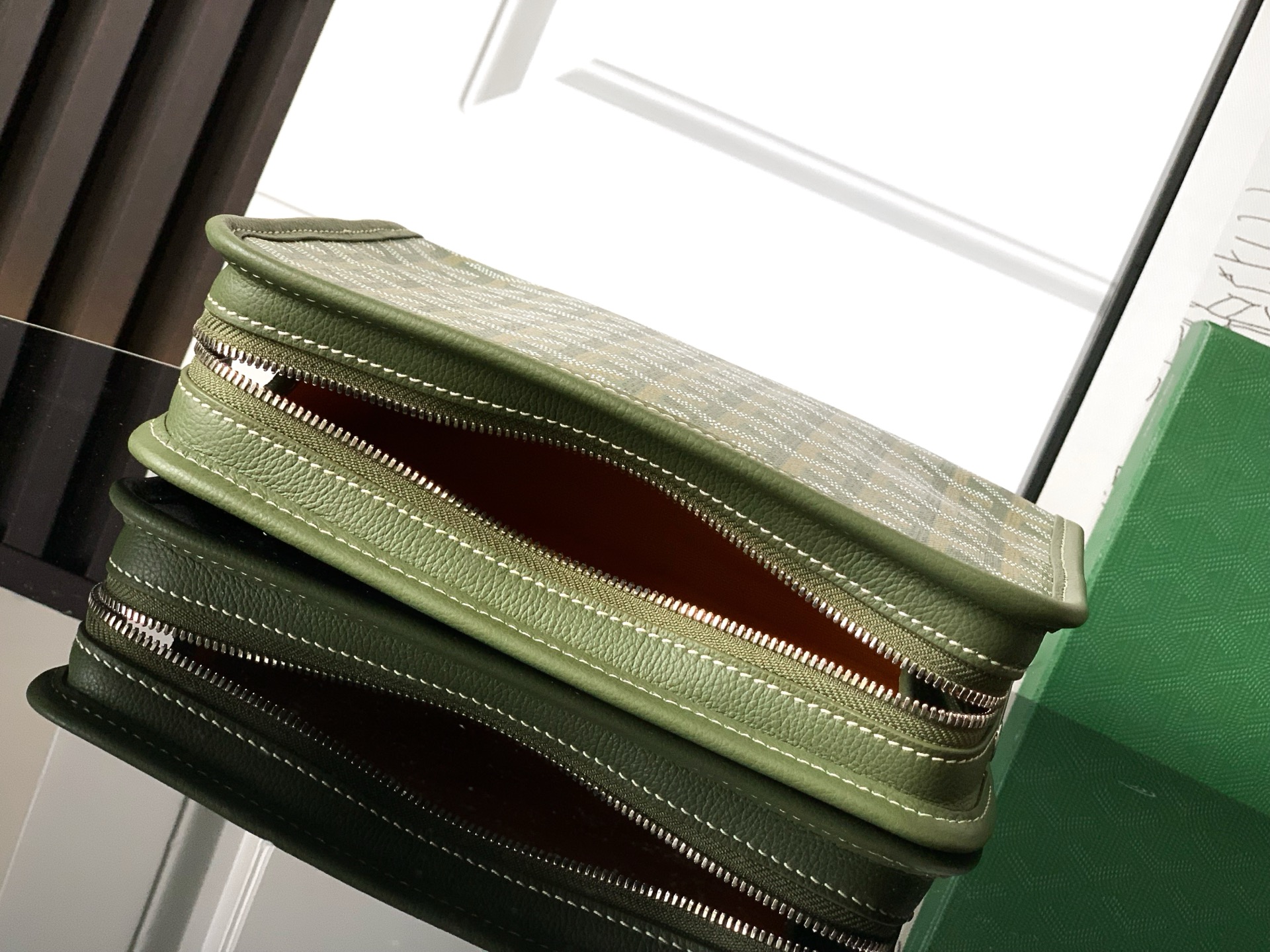 GOYARD Goyardine Jouvence Toiletry Pouch MM Green