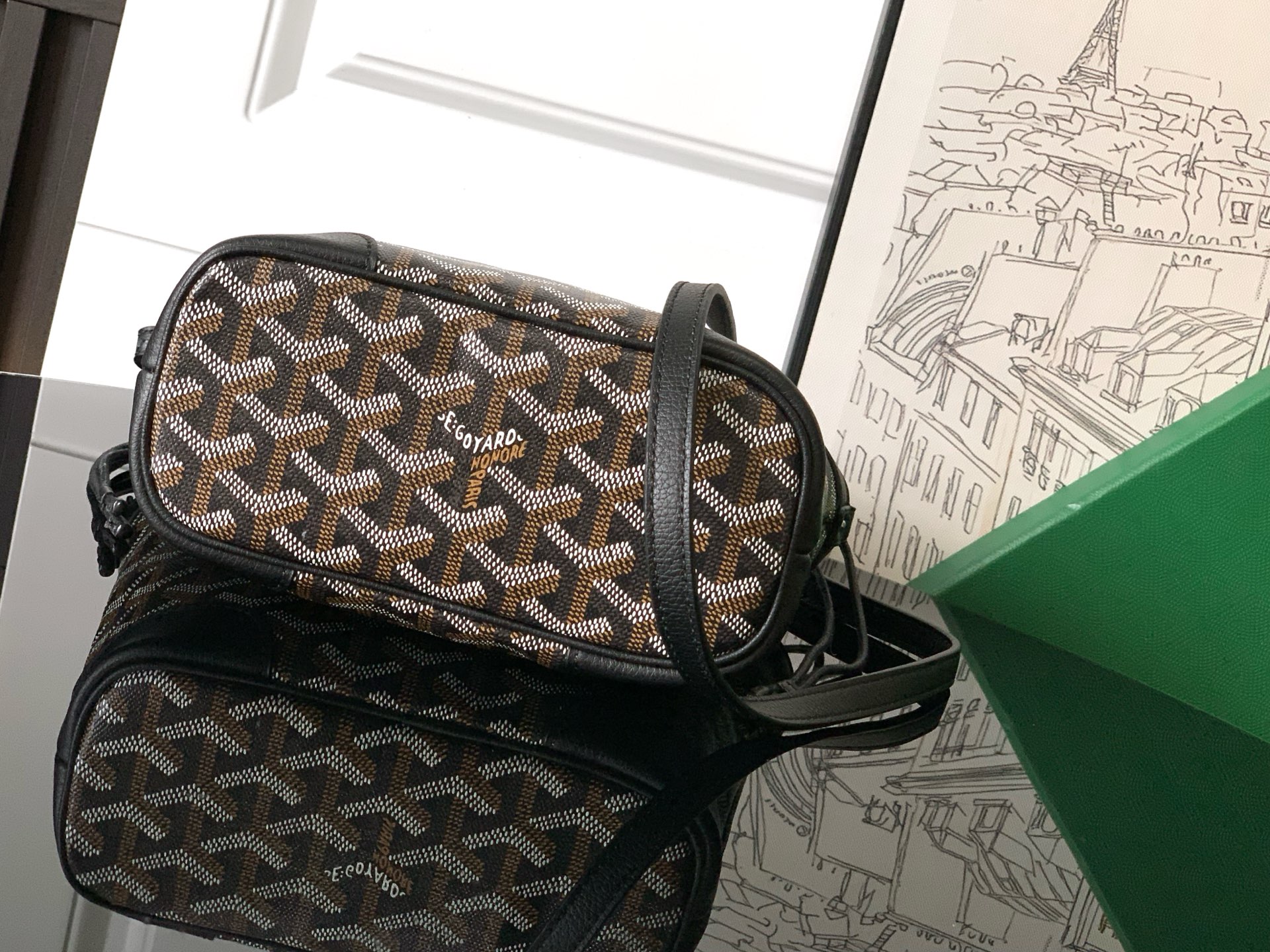 Goyard Beluga Mini Bag black brown Hand-Painted Heart