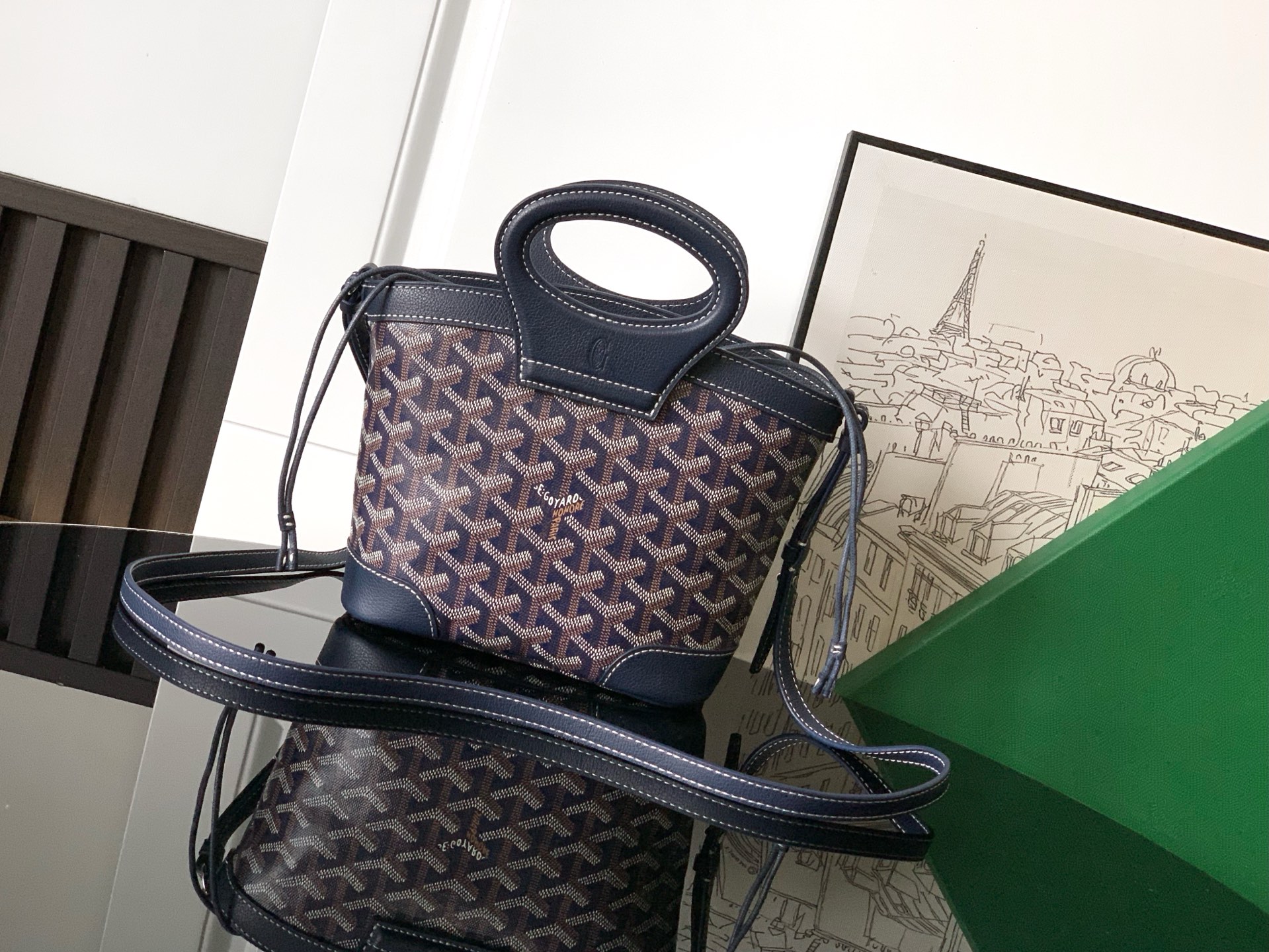 Goyard Beluga Mini Bag Navy Blue Hand-Painted Heart Purple