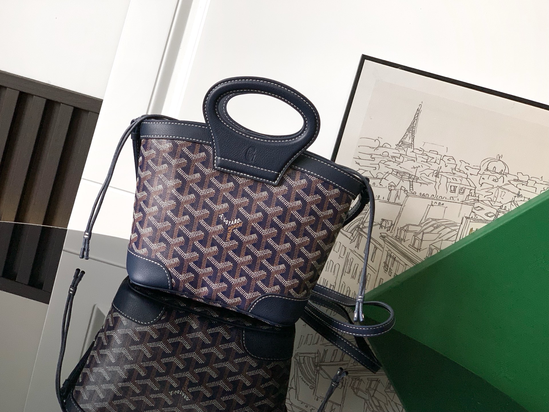 Goyard Beluga Mini Bag Navy Blue Hand-Painted Heart Purple