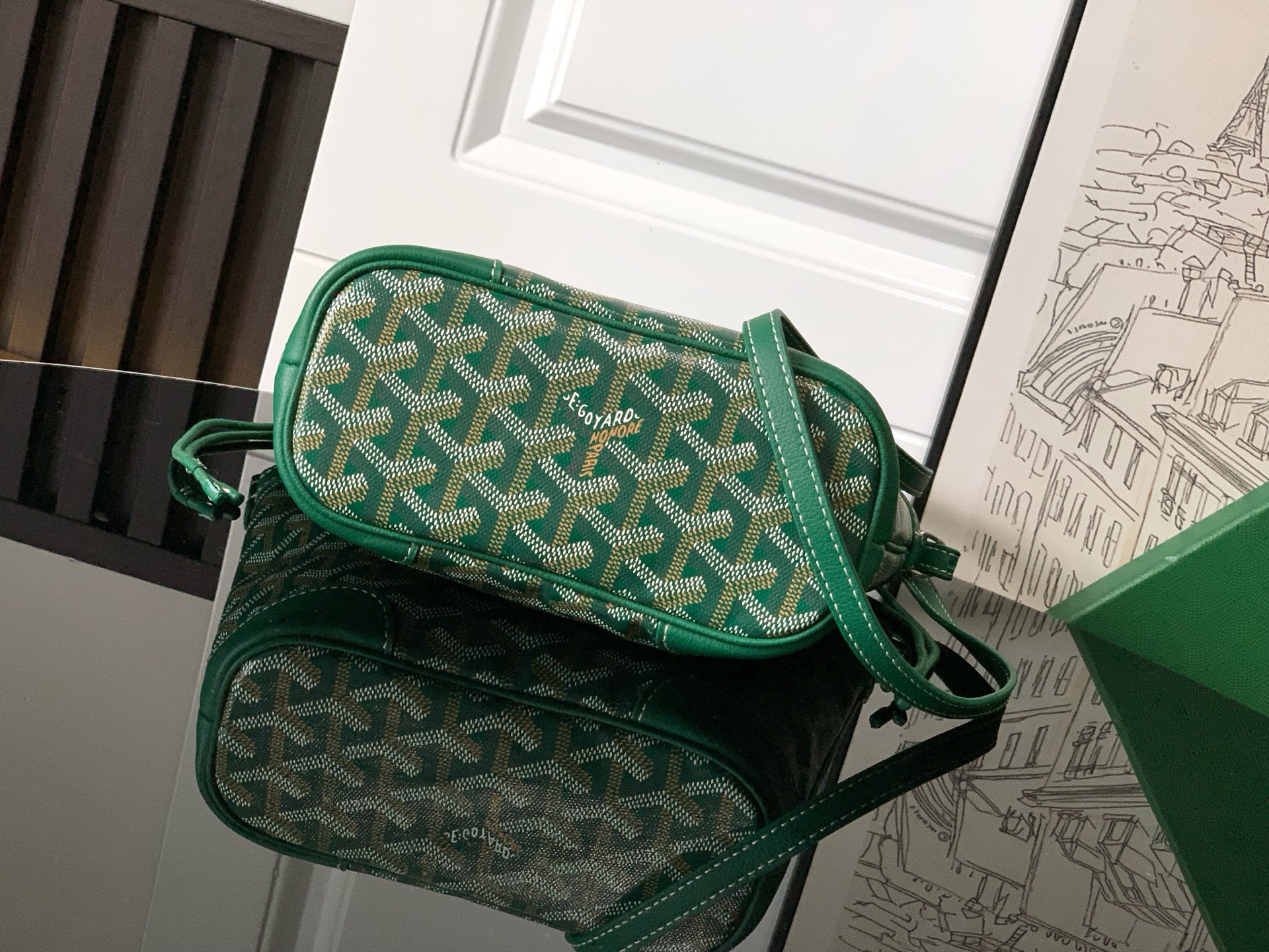 GOYARD Cow Leather Handbag Mini Women's Green