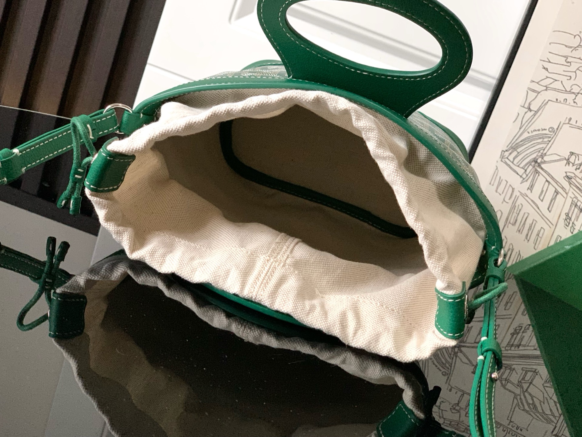 GOYARD Cow Leather Handbag Mini Women's Green