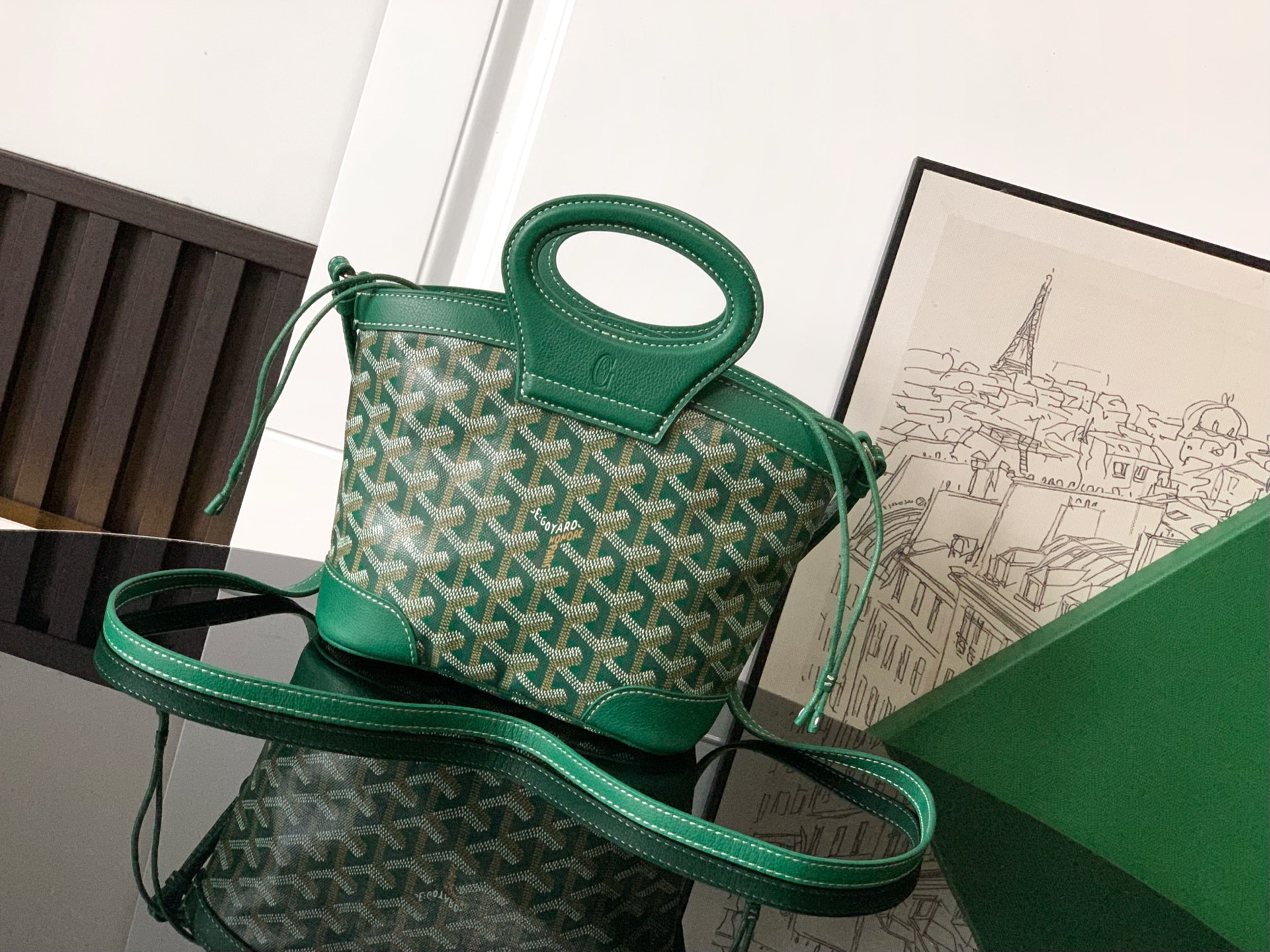 GOYARD Cow Leather Handbag Mini Women's Green