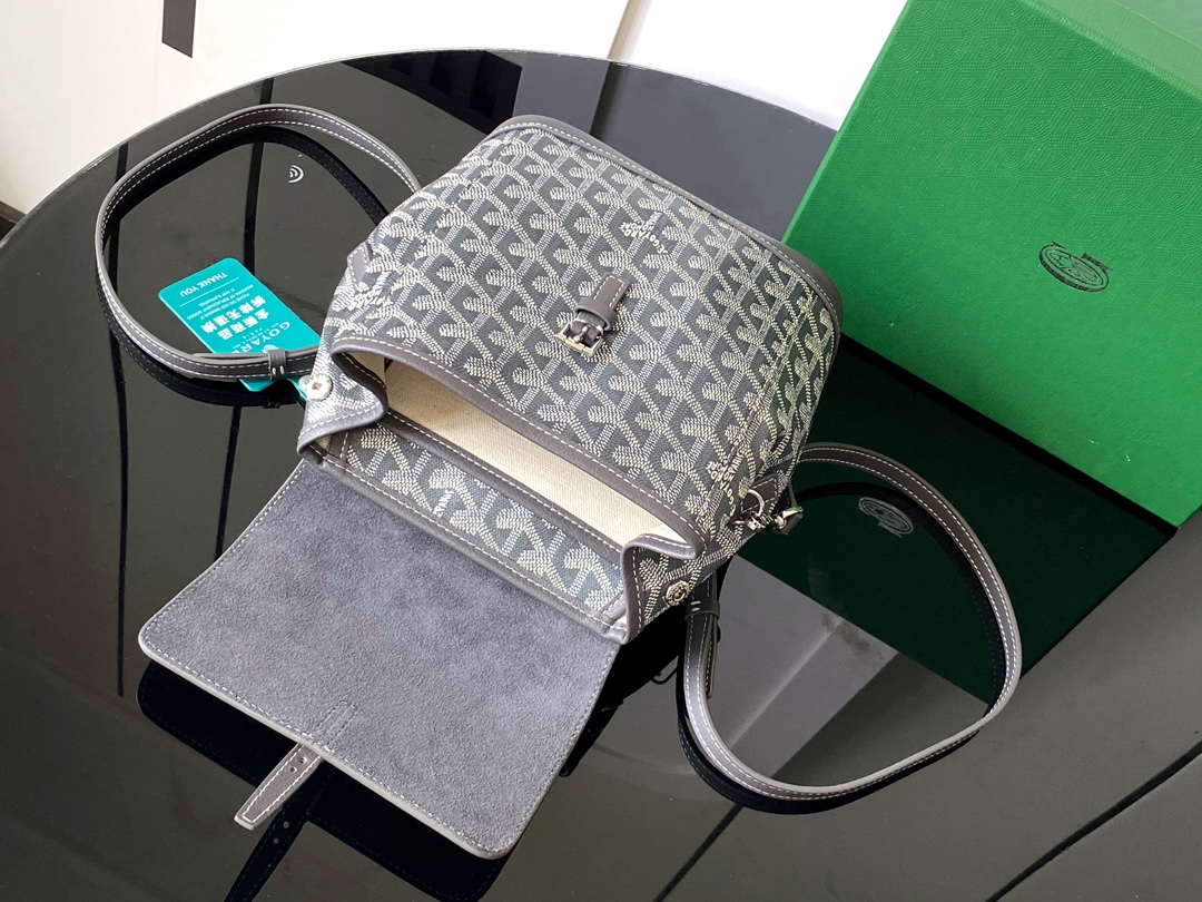 GOYARD Goyardine Calfskin Mini Alpin Backpack gray