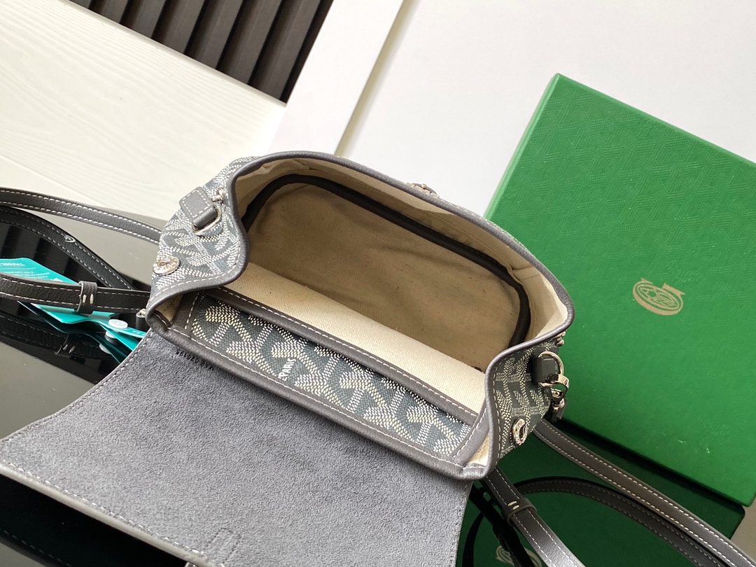 GOYARD Goyardine Calfskin Mini Alpin Backpack gray