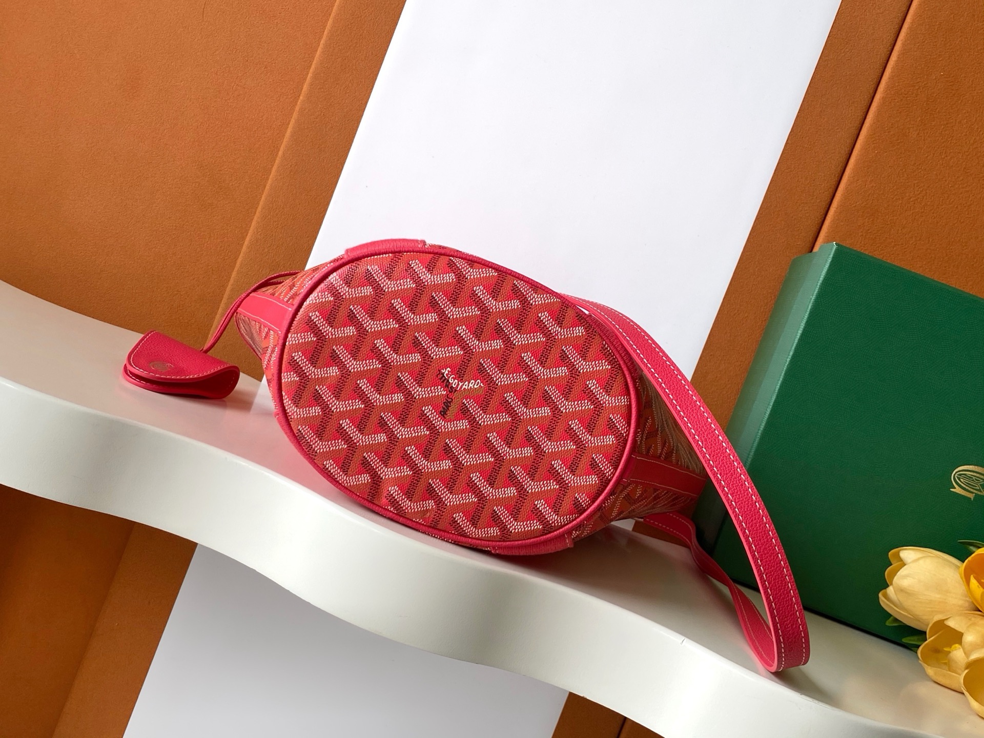 Goyard Goyardine Belharra PM Fuchsia Tote Palladium bag red