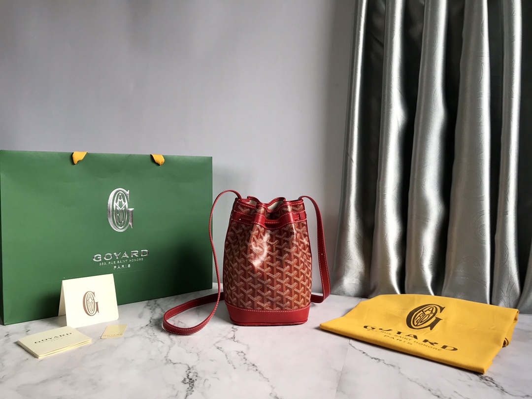 GOYARD Goyardine Petit Flot Bucket Bag PM Red 1677362