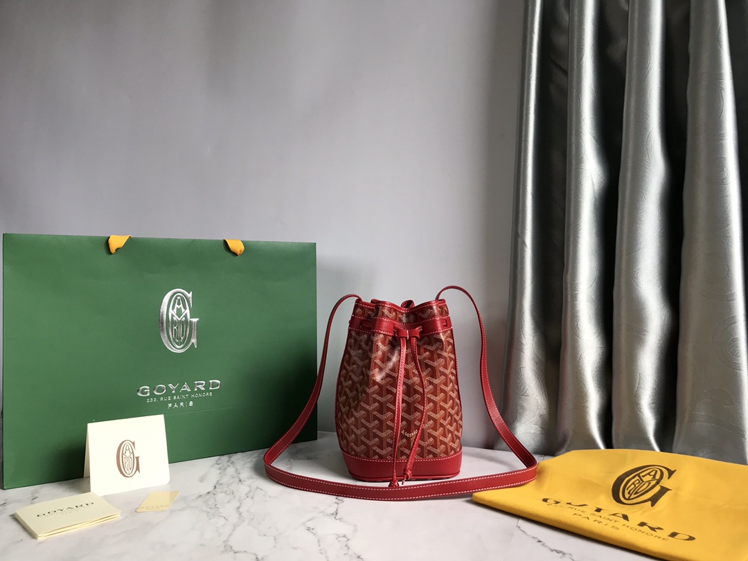 GOYARD Goyardine Petit Flot Bucket Bag PM Red 1677362