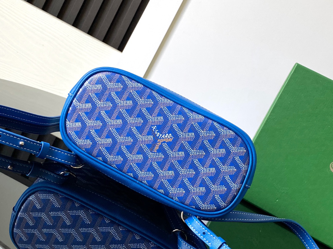 GOYARD Goyardine Calfskin Mini Alpin Backpack blue