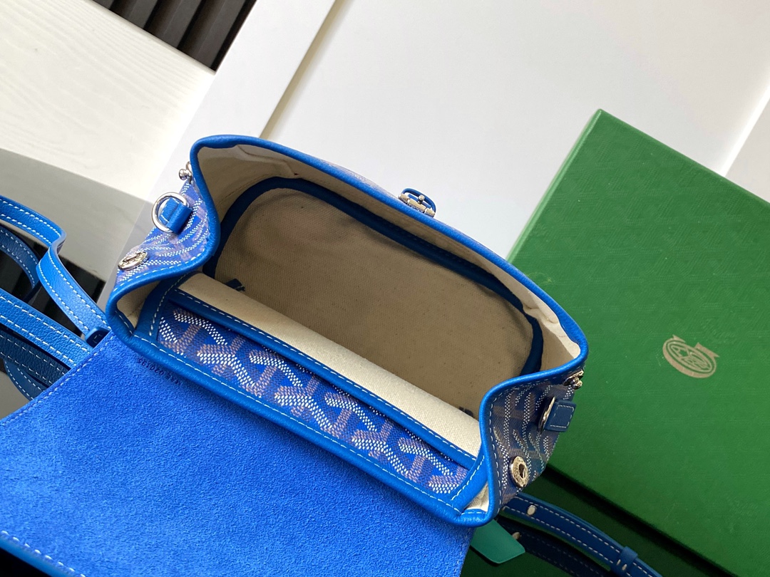 GOYARD Goyardine Calfskin Mini Alpin Backpack blue