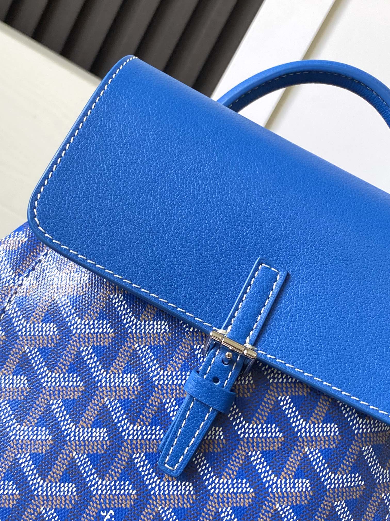 GOYARD Goyardine Calfskin Mini Alpin Backpack blue