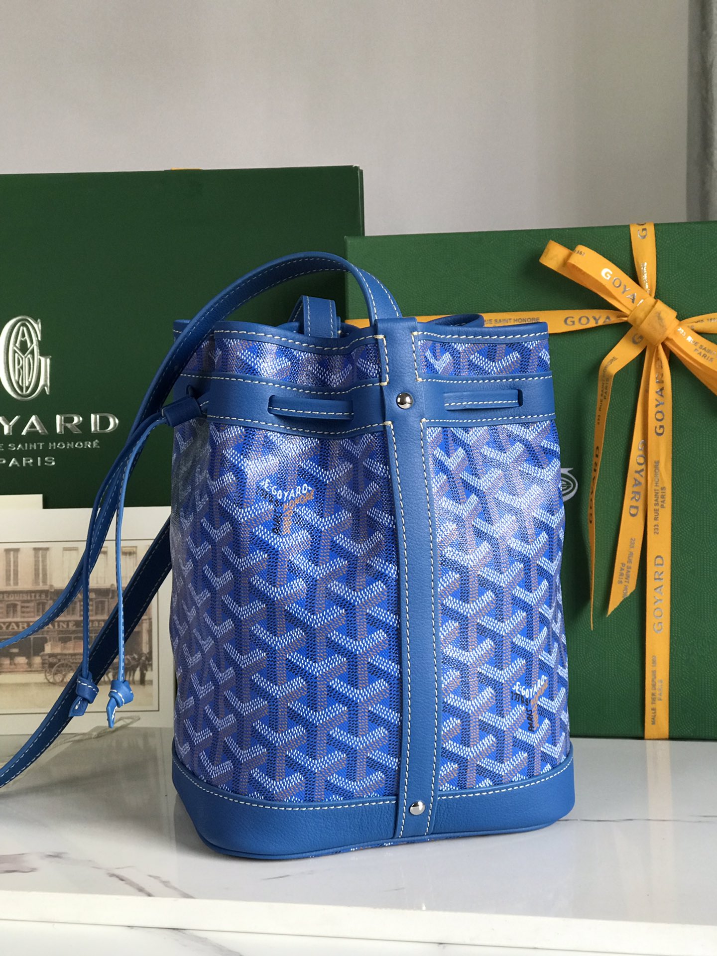 Goyard Blue Goyardine Coated Canvas and Leather ...