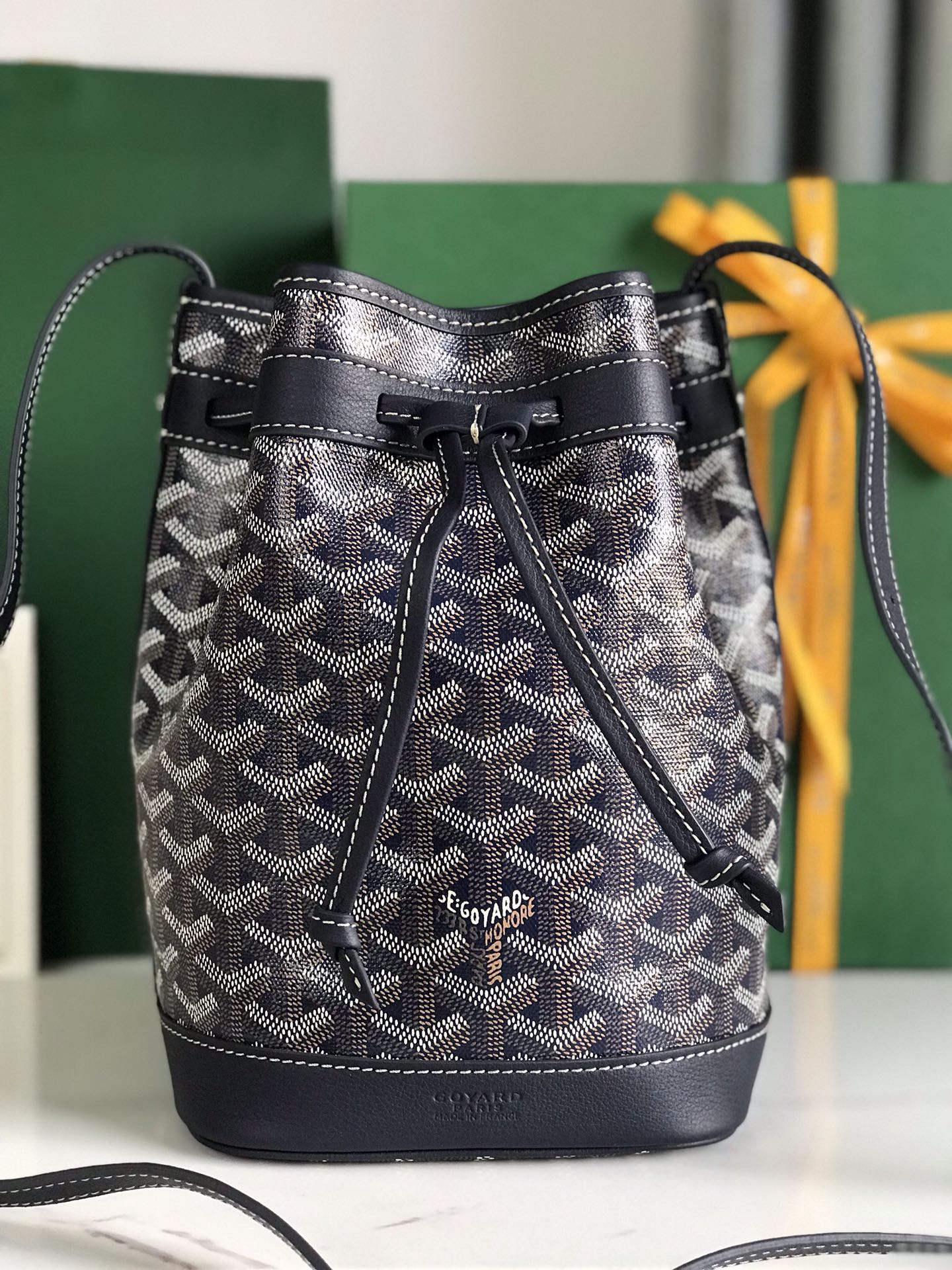 Goyard Navy Blue Goyardine Coated Canvas and Leather …