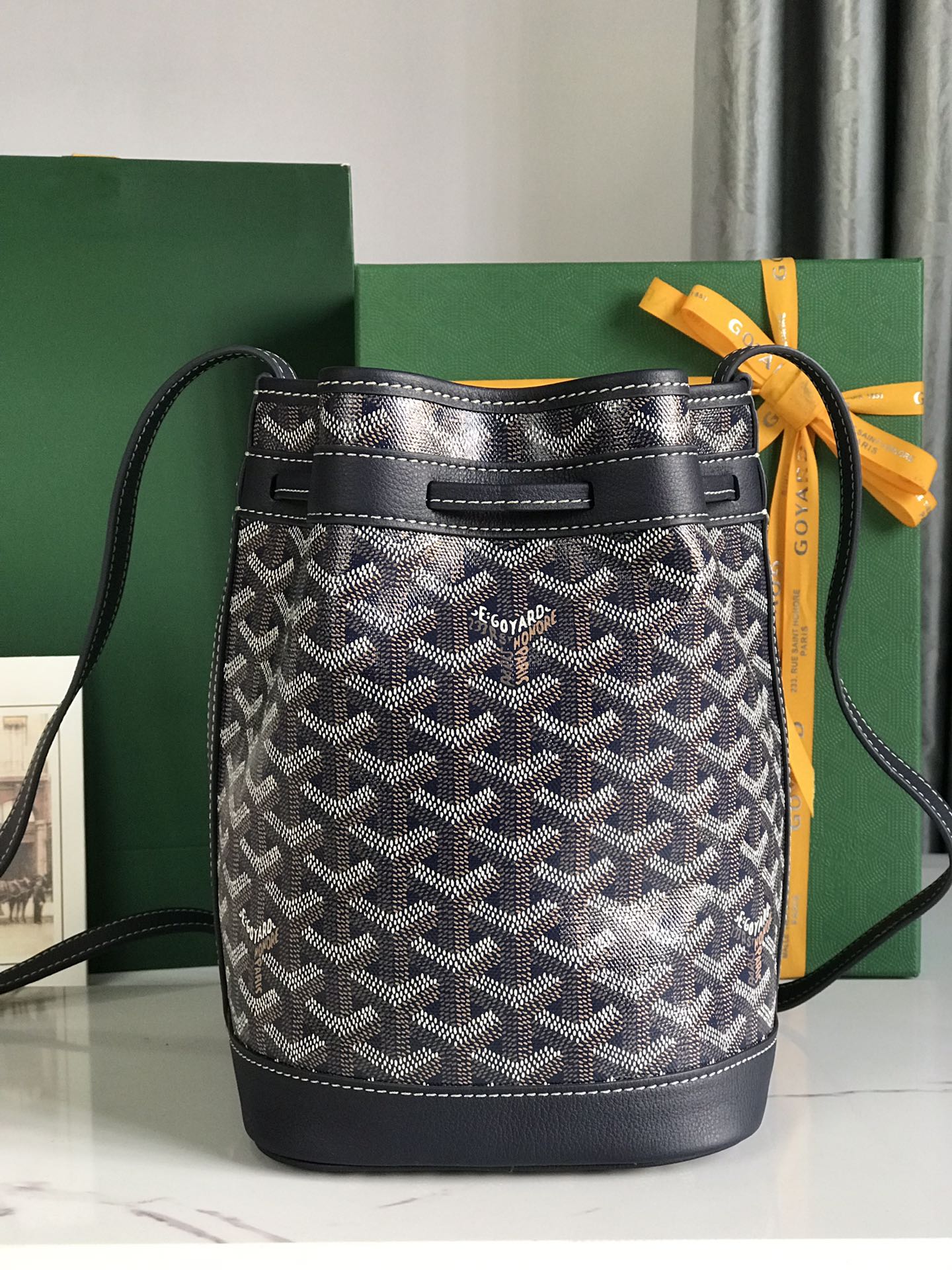 Goyard Navy Blue Goyardine Coated Canvas and Leather ...