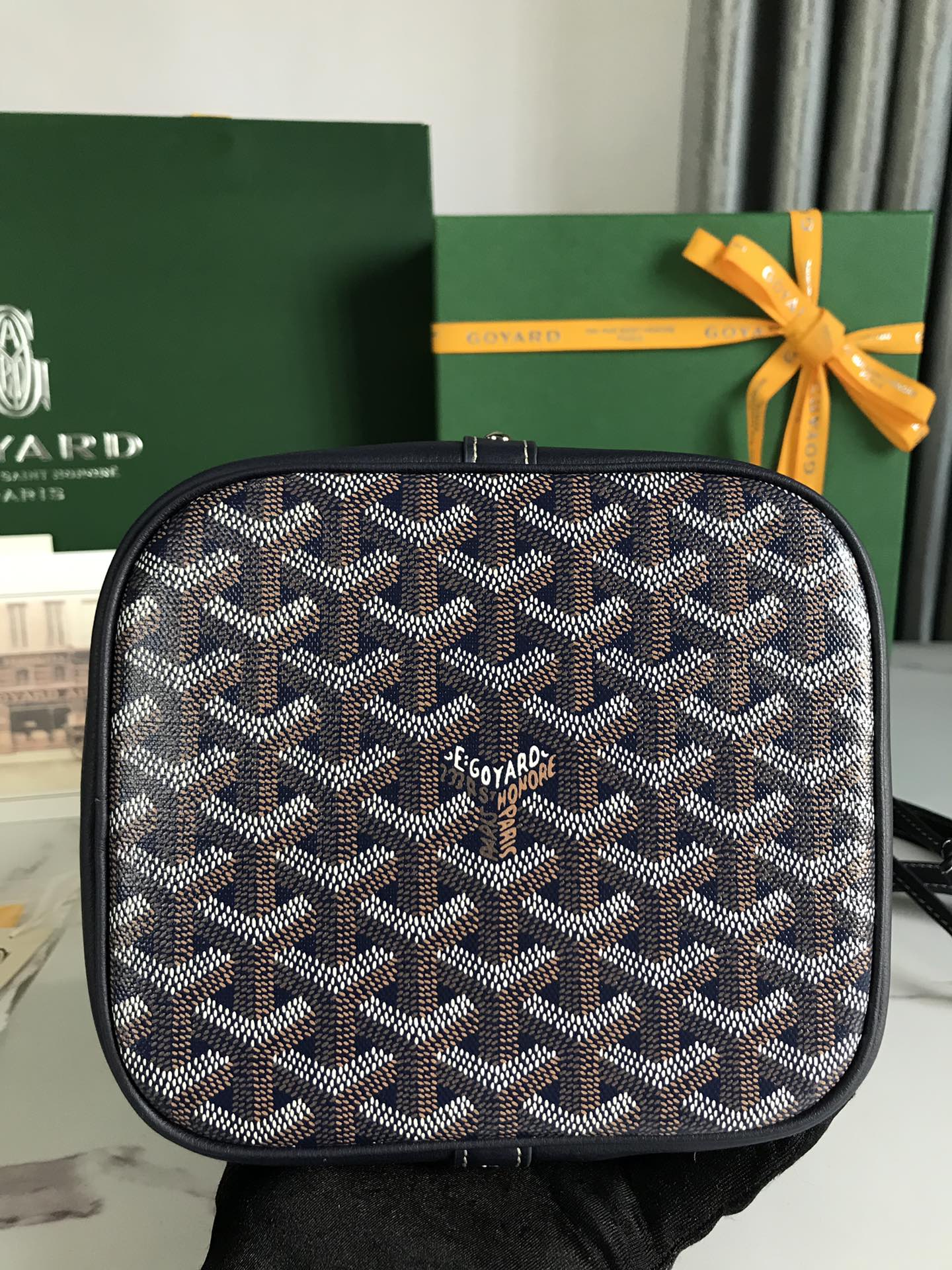 Goyard Navy Blue Goyardine Coated Canvas and Leather ...