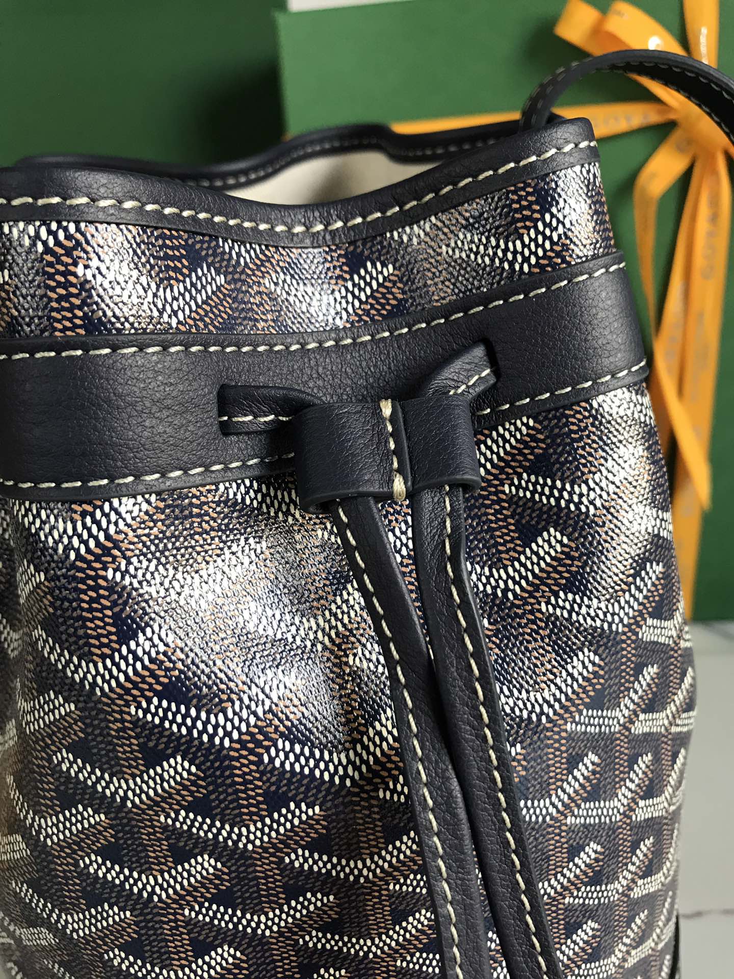 Goyard Navy Blue Goyardine Coated Canvas and Leather ...